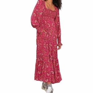 Free People Sweet Escape Floral Maxi Dress in Pink Bohemian Festival, Size Small